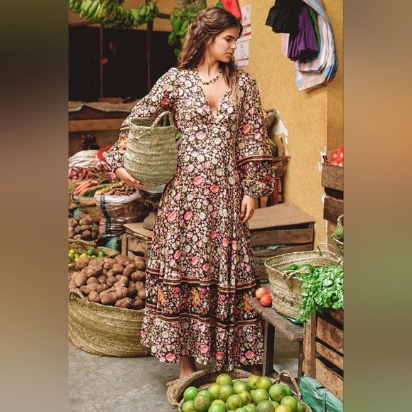 NWOT Spell + Free People XS Impala Lily Gown Maxi Dress Night Blossom MSRP $379 - Picture 5 of 17